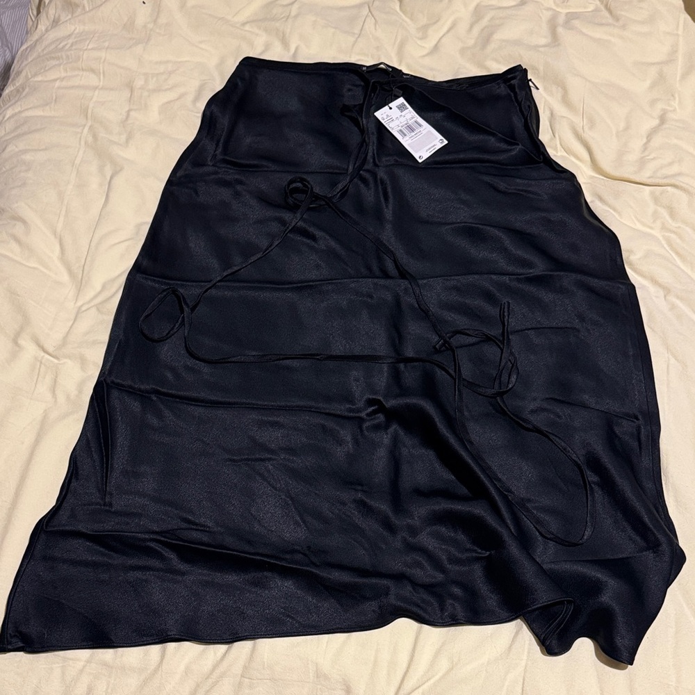 Mango Black Satin skirt
